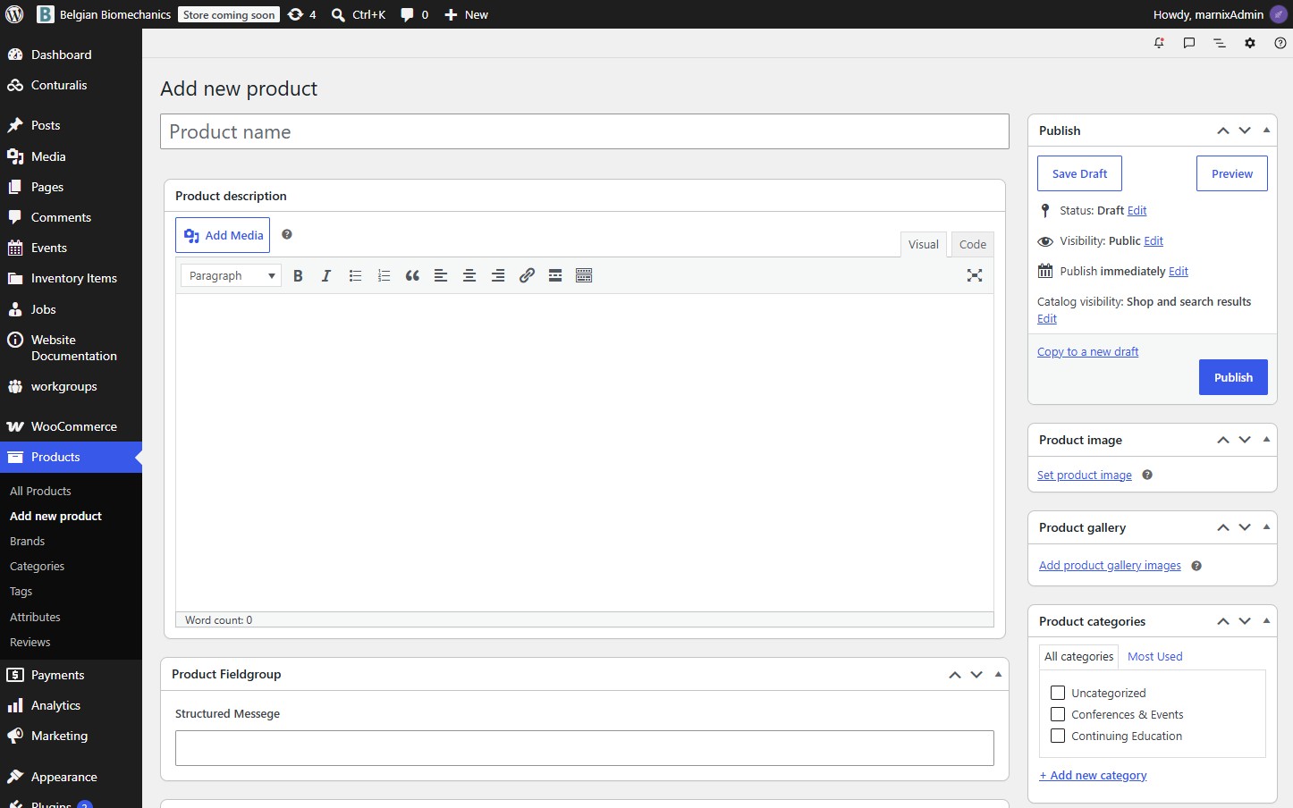 WooCommerce Add New Product Screen